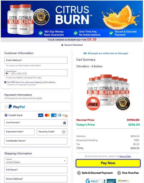 CitrusBurn Secure Order Process